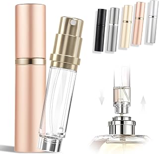 Portable Perfume Atomiser Refillable - 5ml Empty Travel Spray Bottle, Nano Mist, Bottom Filling Mini Atomizer, Pocket Size Cologne Dispenser for Women and Men (Classic, Rose Gold)