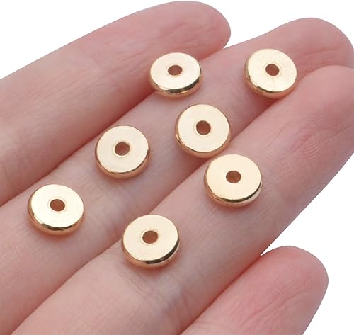 Miniatura 7 de 100 cuentas espaciadoras redondas planas de 0.315 pulgadas (0.315 in), espaciadores de disco, cuentas sueltas, espaciadores de metal para joyería,
