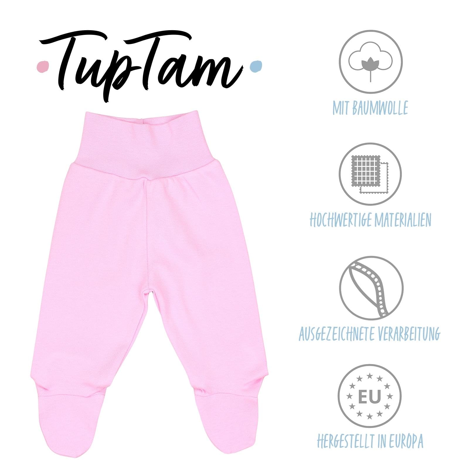 TupTam Pantaloni con Piedini da Neonato per Bambina, 3 Pezzi