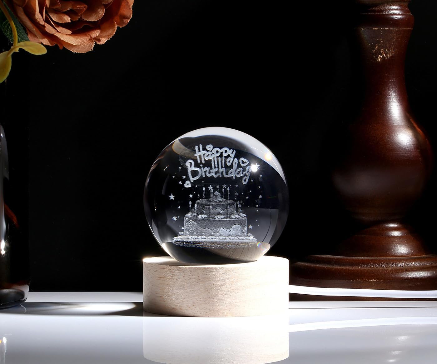 MAIBAOTA Birthday Decor Crystal Ball 2.4 Inches Glass Ball Birthday Gifts for Women Crystal Decorations Figurines Sphere for Home image 2