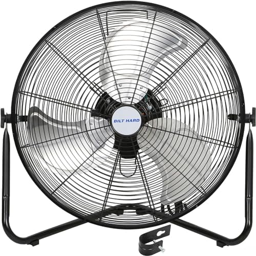 BILT HARD 4650 CFM 20" High Velocity Floor Fan, 3-Speed Heavy Duty Metal Fan with Wall-Mounting System, Industrial Shop Fan for Commercial, Garage, and Greenhouse