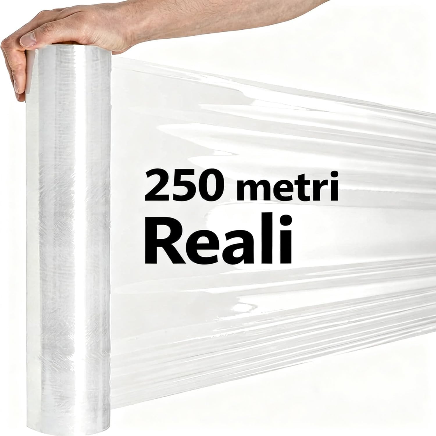 MENKËLL - Pack of 6 Rolls Transparent Film for Packaging - Stretch Film Thickness 23 Micron - Height 50 cm - Length 250 m - Made in EU Product - 1.8 kg (Transparent, 6 Rolls)