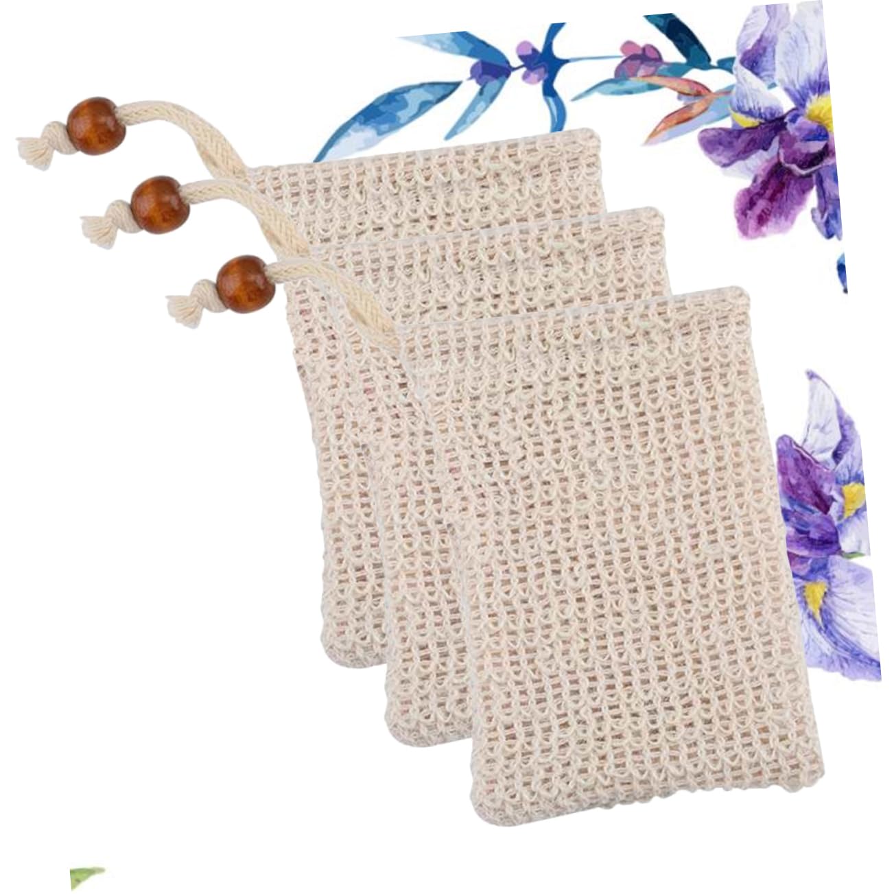 3pcs Exfoliating Mesh Soap Saver Pouch Flax Net for Skin