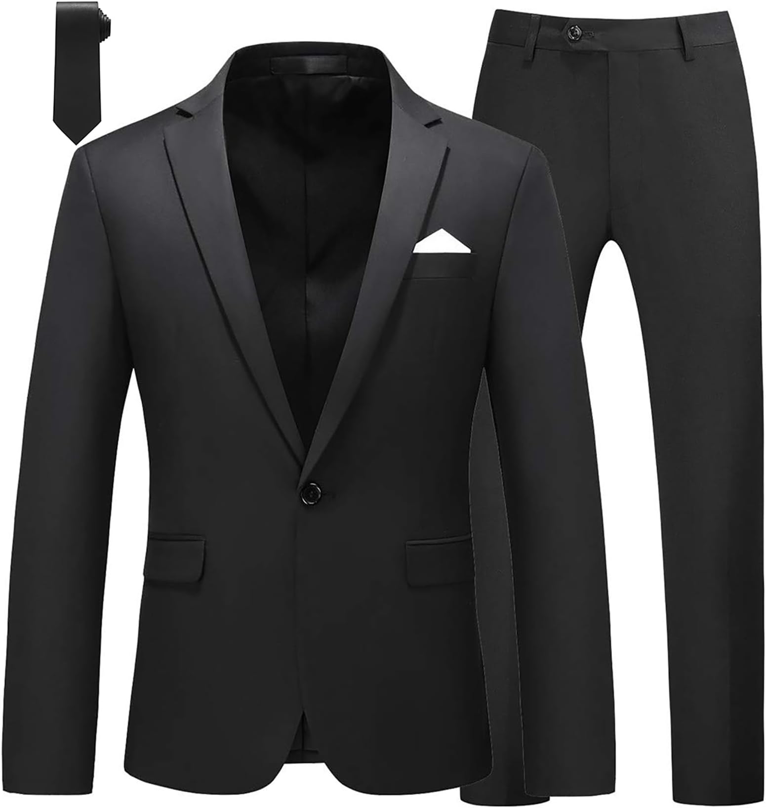 Suits for Men, 2-Piece Tuxedo Set with 1-Button Jacket, Pants for Formal Events, Blazer 40/Pants 36 (40, Black)