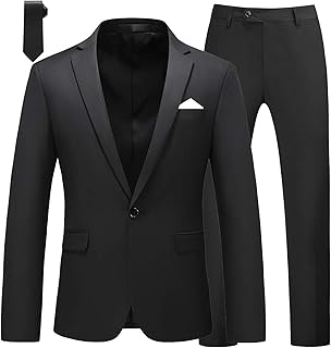 Men's Slim Fit 2-Piece Tuxedo Suit One-Button Jacket & Pants Set for Wedding, Prom, and Formal Events - Buy now