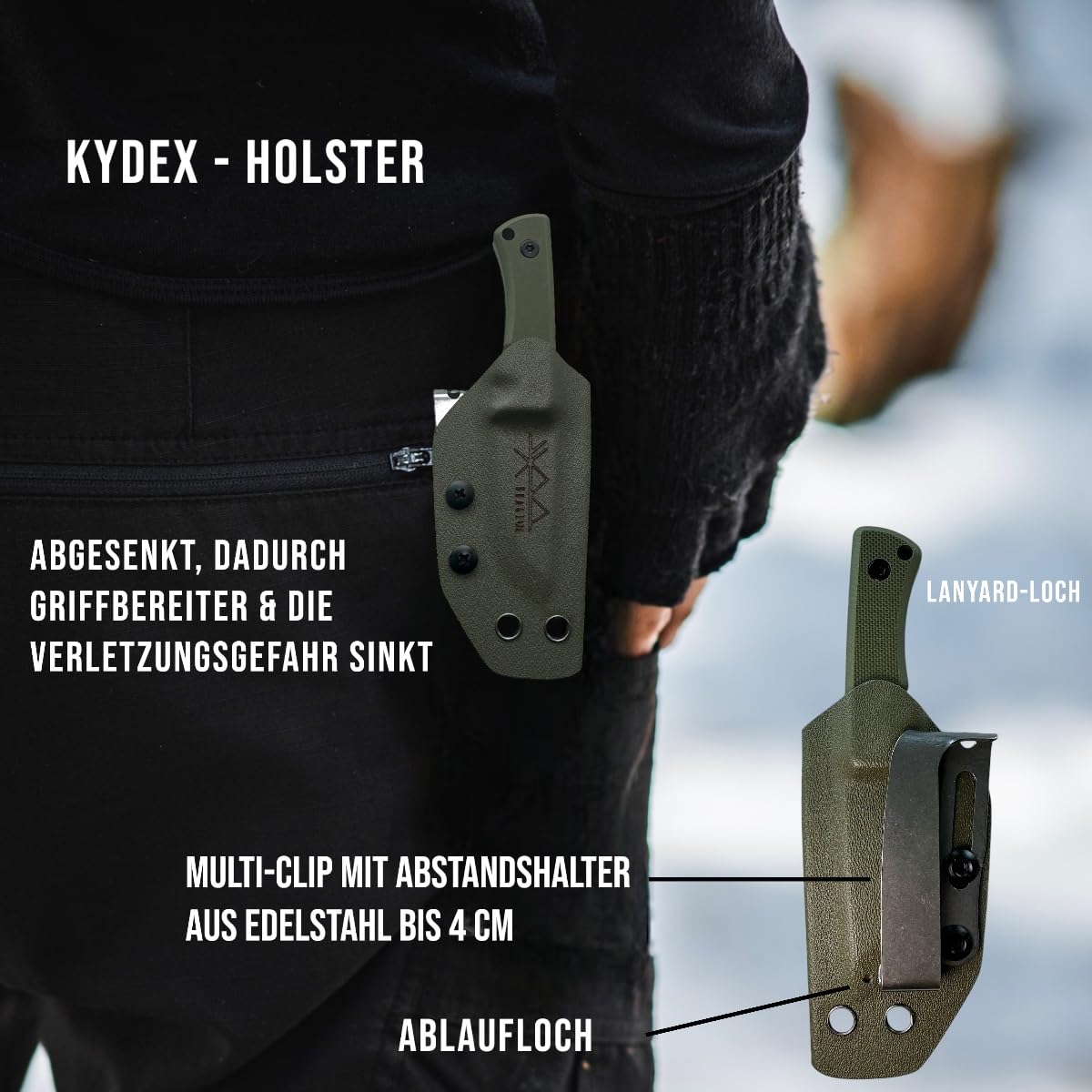 SK Wild Ones® Neck Knife – Compact Outdoor Knife with Fixed Blade & Necklace Carry – G10 Handle – EDC Outdoor Knife – Made of 440C Stainless Steel – Green – Bragi 42a
