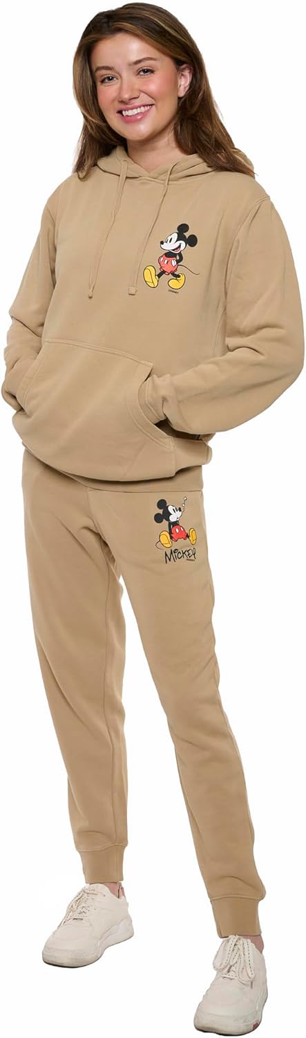 Disney Womens Mickey Minnie Mouse Hoodie Jogger Unisex Oversized Fit 2 Piece Set