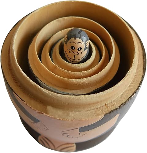 Miniatura 5 de Magic Wood Muñecas rusas de anidación hechas a mano, lindos animales de dibujos animados, muñecas Matryoshka de madera para niños, muñeca anidable,