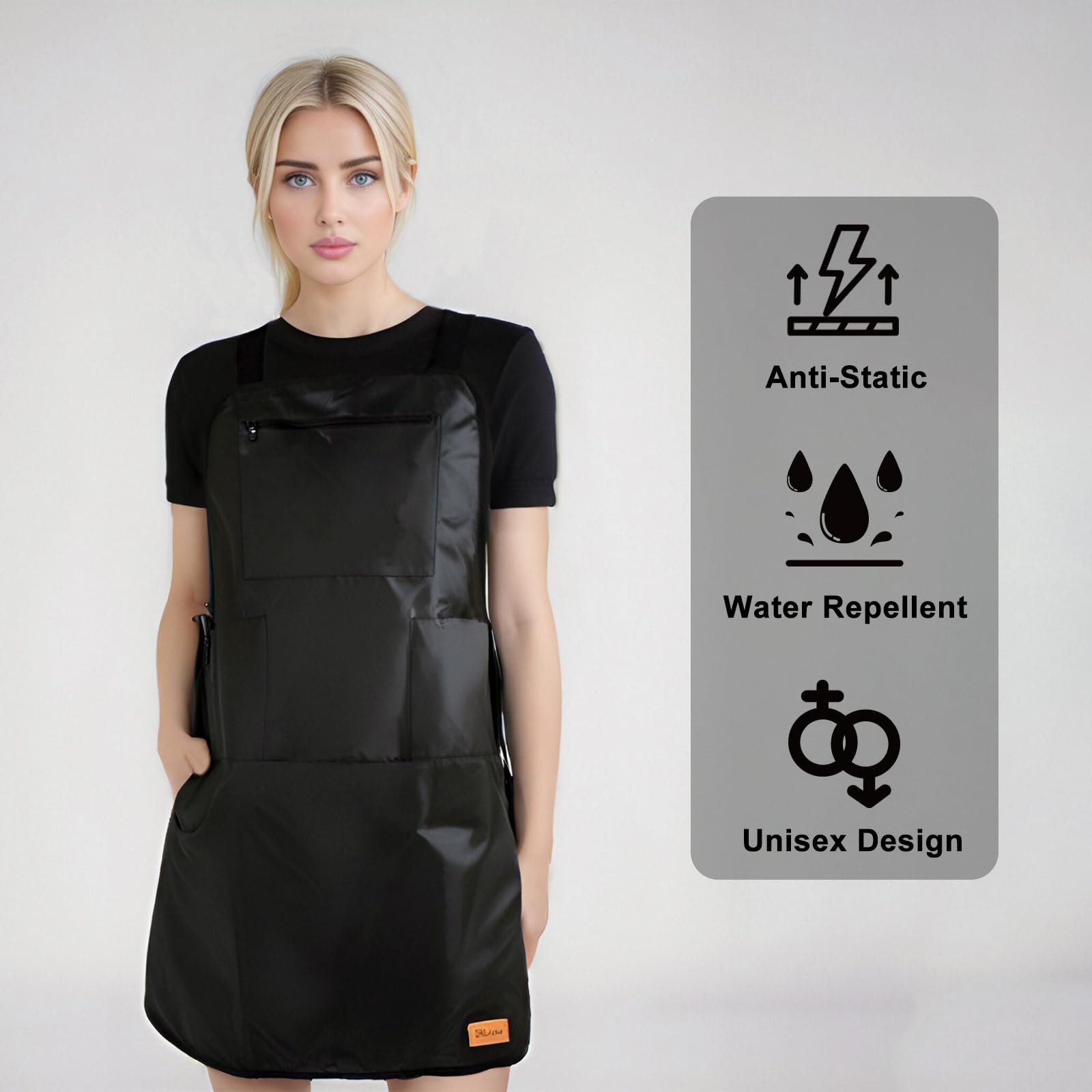 Pelocapa Delantal de peluquería para peluquería con herramientas de peluquería profesional, impermeable, con 3 bolsillos