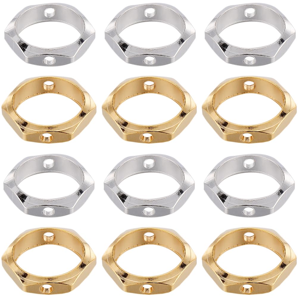 SUNNYCLUE 1 Box 60Pcs Brass Bead Frames Silver Spacer Bead Frame Hexagon Hollow Metal Brass Small Real 24K Gold Plated Spacer Beads Frame for Jewelry Making Beads Supplies DIY Necklace Bracelet Women