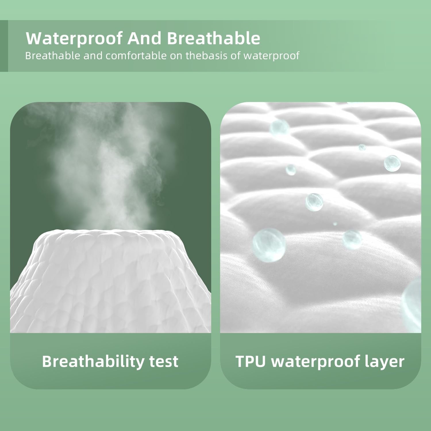 King Size Mattress Protector, Waterproof Pad Cover, 6-18 Inch Deep Pocket, White