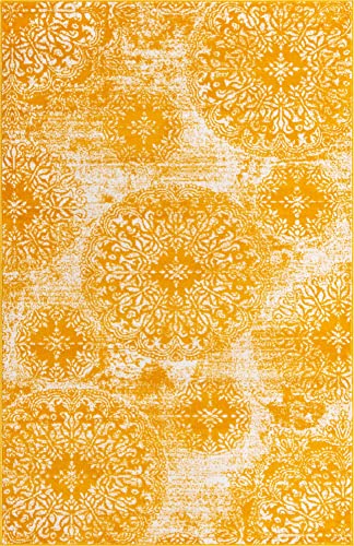 Unique Loom Sofia Collection Area Rug - Grand (5' 3" X 8' Rectangle, Yellow/ Ivory) #TOP2