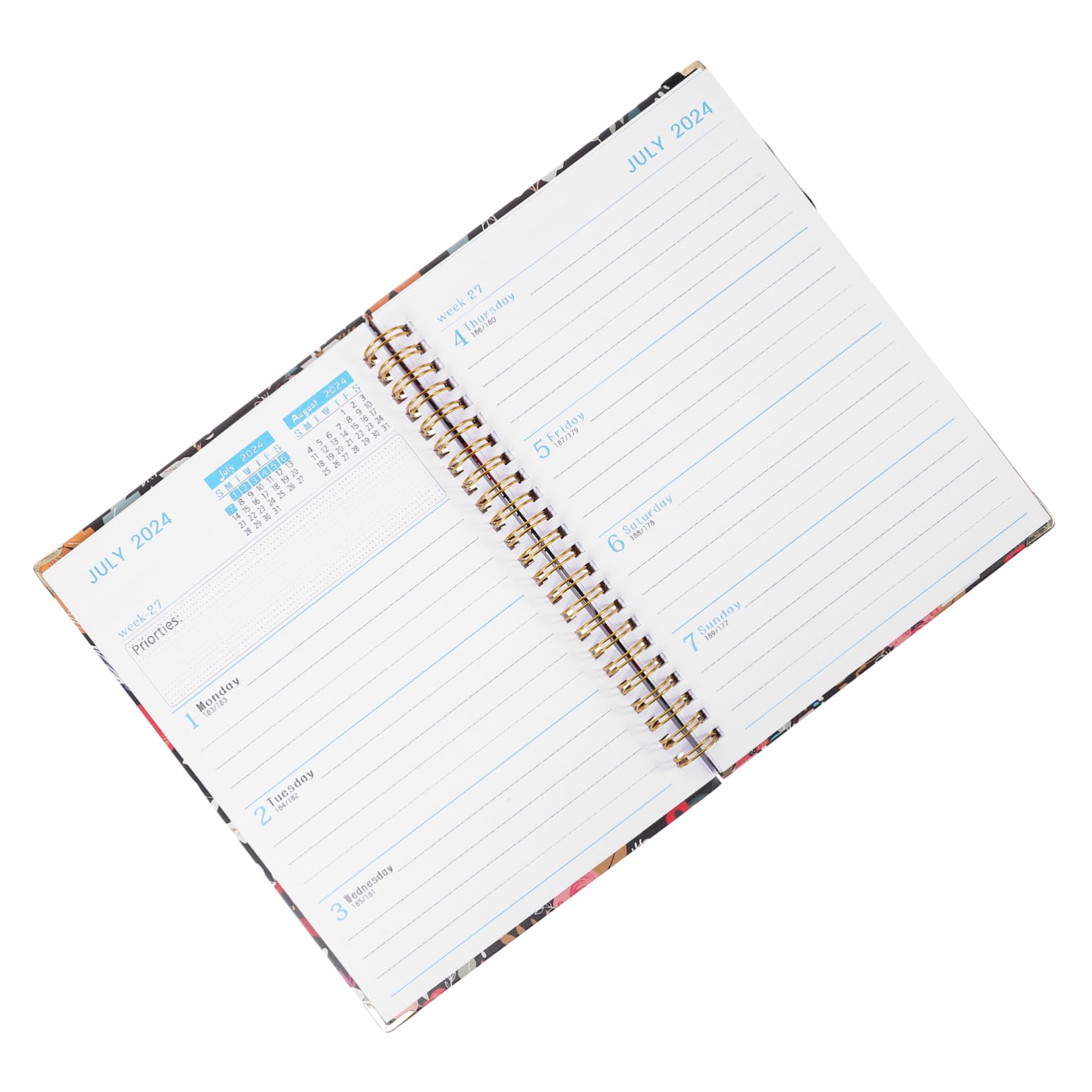 SEWACC 2St Englischer Notizblock Planblock Wochenplaner 2024 Kalender-Monatsplaner 2024 Tagesplaner-Notizbuch Stundenplaner schreibheft buch schreiben Arbeitsnotizbuch Spulenplaner Papier