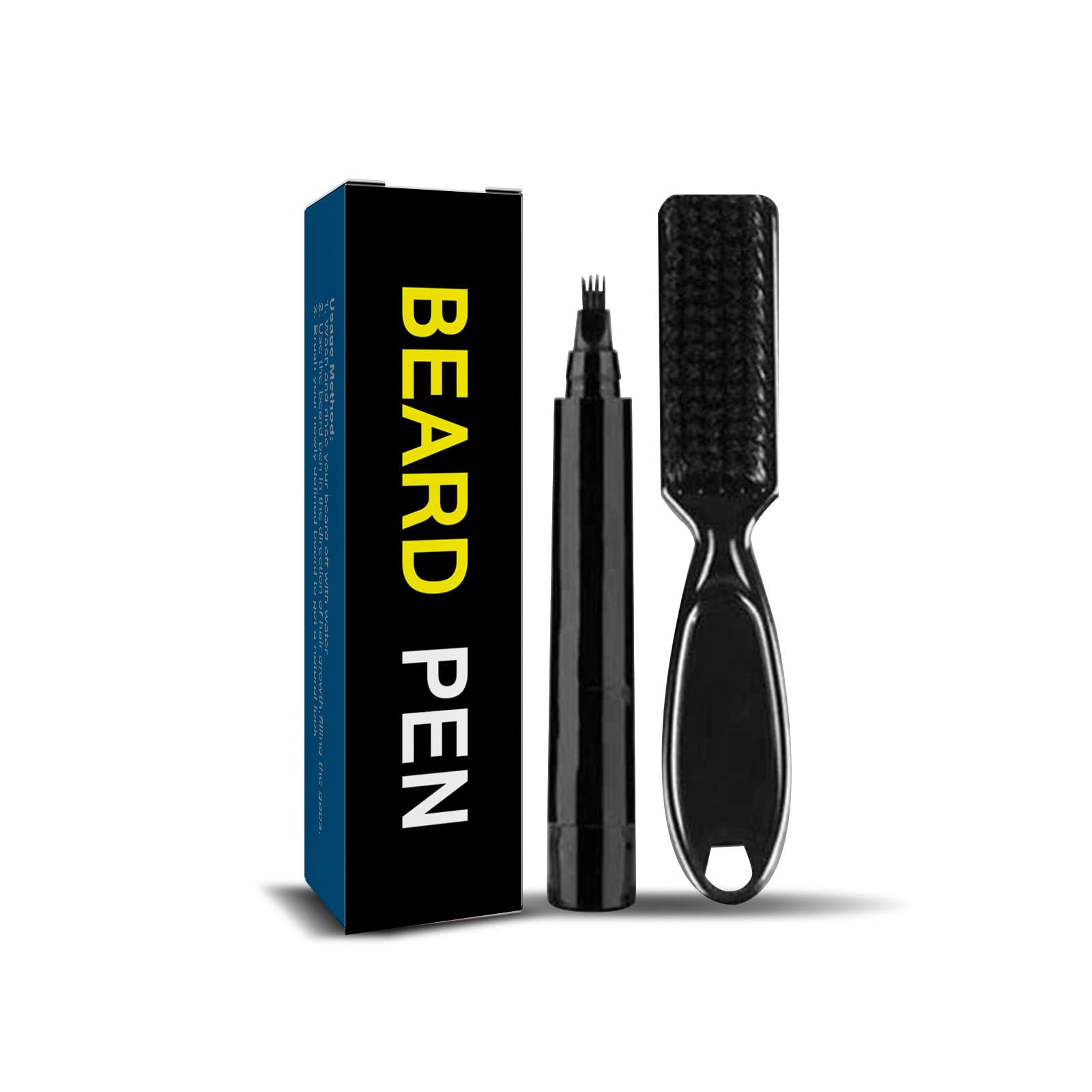 Beard Pencil Filler for Men, Beard Filling Pen Kit - WaterProof, Long Lasting Coverage & Natural Finish - Beards, Moustache & Eyebrows,Bristle Brush Included (Black)