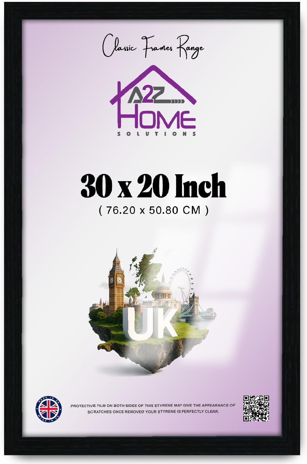 A2Z Home Solutions Stylish Ready-to-Hang MDF Poster Frame 30 x 20 Inch | Clear HD Perspex | Solid Hanging Clip | Shrink Wrapped | Enhance Any Interior Space: Home, Office, Studio & Beyond [Black]