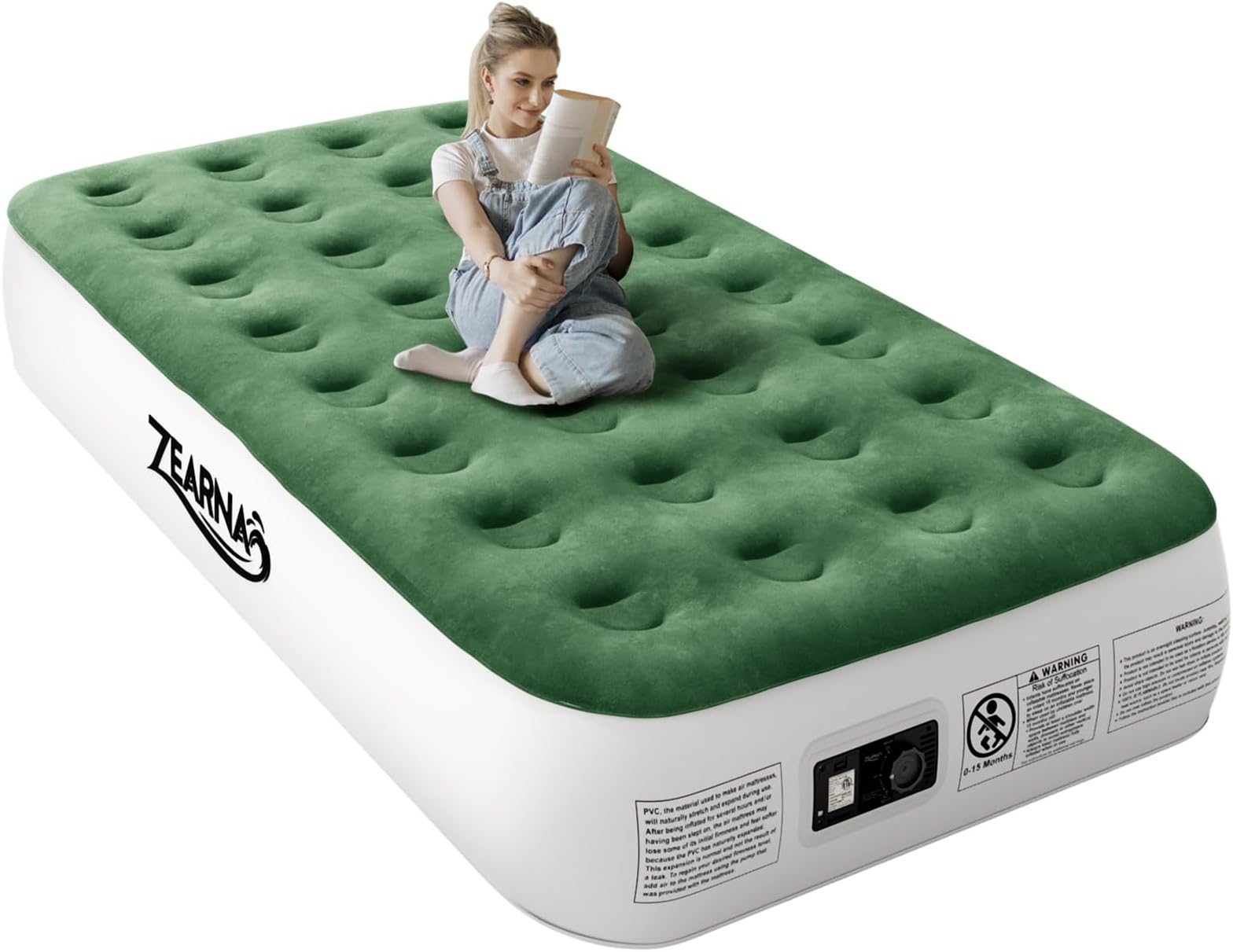 Zearna Air Mattress with Built in Pump - Upgraded Twin Blow Up Mattress, 2 Mins Quick Self Inflatable, 13"/550lbs Max, Strong Support, No Lost Air, for Camping,Home,Guests,Portable Travel