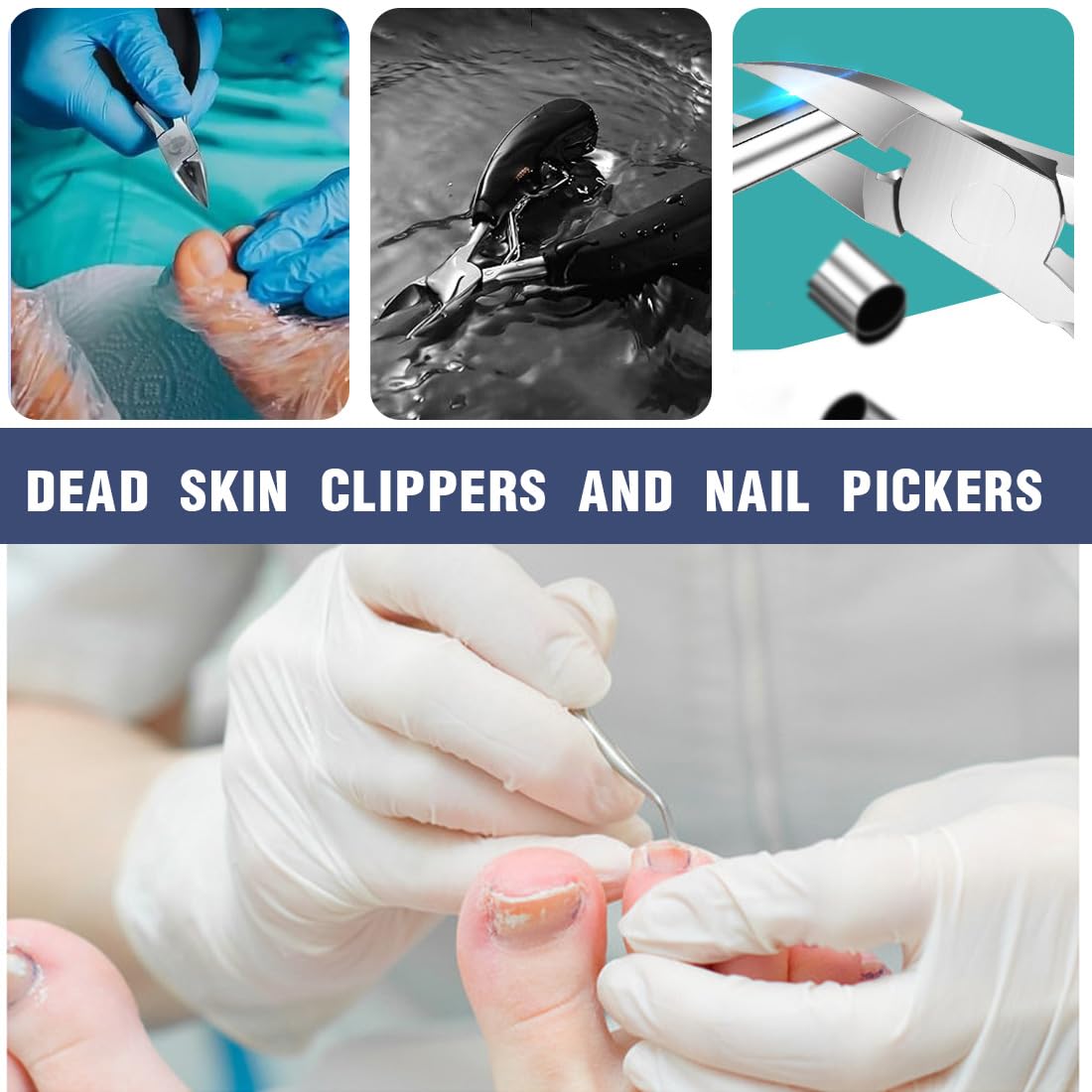 Taglia Cuticole Professionale, Tronchese Per Unghie Spesse Incarnite con Spingi Cuticole,Tronchese Unghie, Tronchesino Tagliaunghie Professinale, per Unghie Spesse e Dure Pedicure e Manicure Strumenti