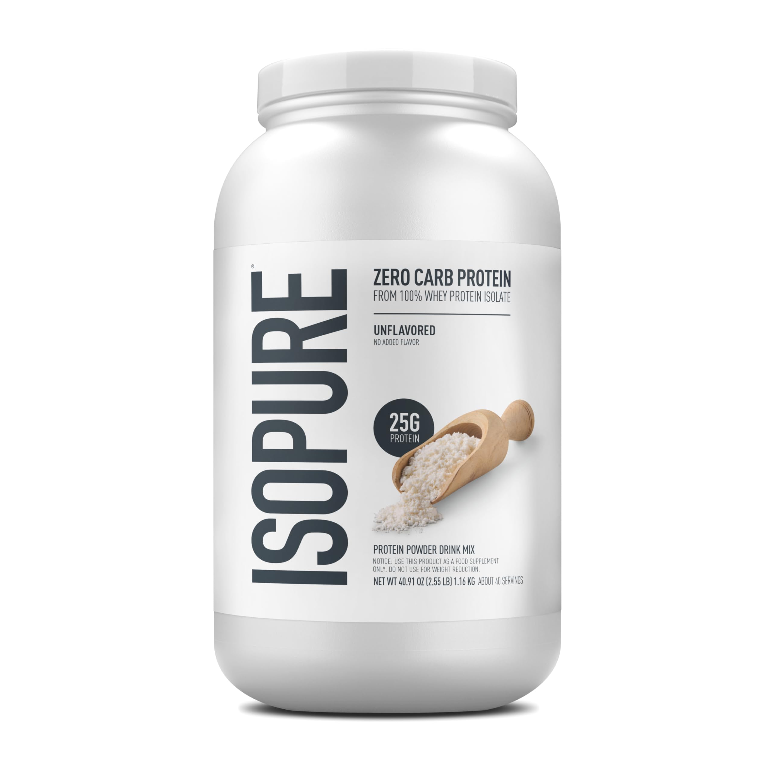 Isopure Zero Carb Whey Isolate Protein Powder, Unflavored 3 LB | 25g Protein Per Serving, 100% Whey Protein Isolate, Gluten Free, with Added Vitamins for Immune Support & Muscle Recovery