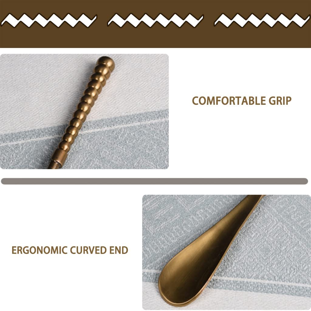 Łyżka do butów z długą rączką, Łyżka do butów z długim uchwytem, ​​mosiądz. Stojak na buty Sphere Shoe Lifter Gold 42x4cm