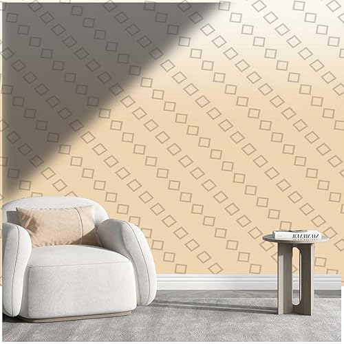 Papel Tapiz para Muebles De Madera Cream Coloured Headboard Decal Geometric Checked Home Decor Easy to Remove (W) 59" X(H) 59"