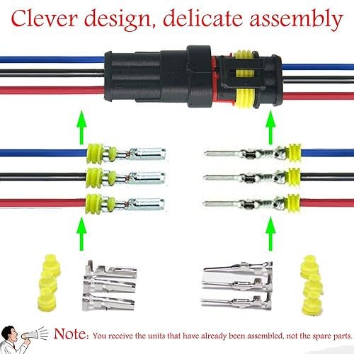 Miniatura 2 de Way Car - Conector eléctrico impermeable de 16 AWG, conector de 3 pines, conectores de cable eléctrico para coche, camión, barco y otras conexiones