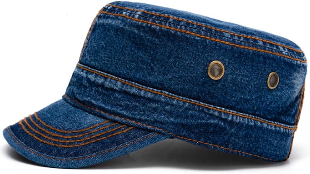 Men's Cadet Army Caps Cotton Military Caps Flat Top Cap