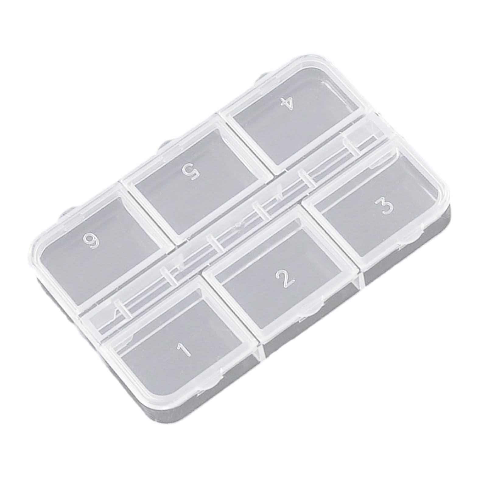 alloneslife Compact 6-Compartment, Supplies Clear Travel-Friendly Container with Dividers Portable Nails Art Supplies Container