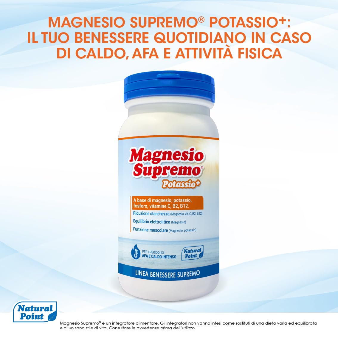 Potassio Integratore in Polvere, 350 g (2x175 g) | Con Magnesio Potassio Fosforo Vitamine B2 B12 C, Supporto Energia Attività Fisica Caldo e Afa