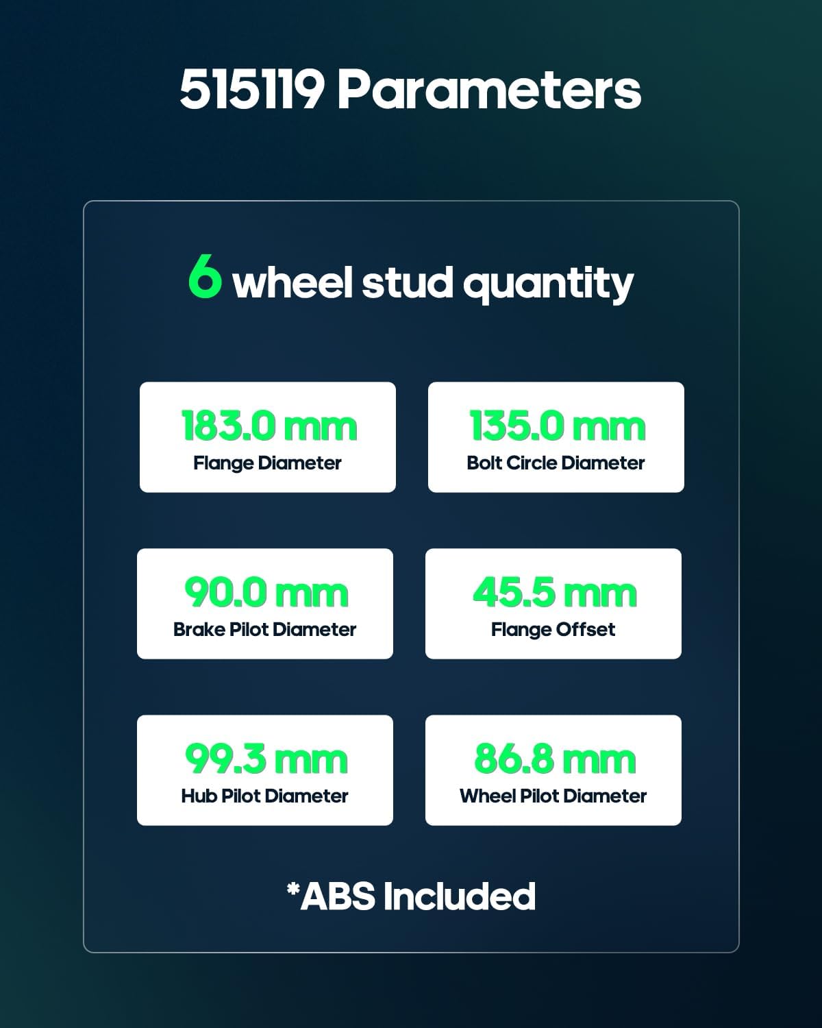 SCITOO Wheel Hub Wheel Bearing Assembly Front 515119 Compatible with 2009-2010 for Ford for F-150 6 Lugs with ABS 2pcs 4WD Only