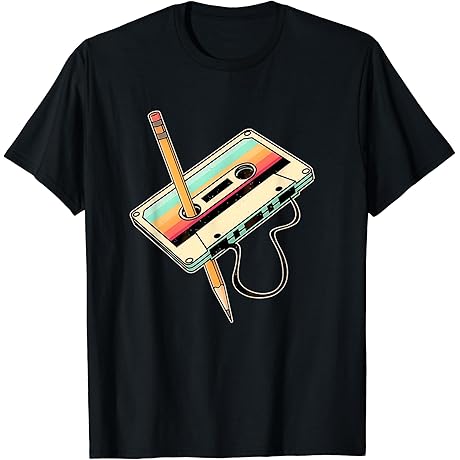 Retro Vintage Cassette Tape Pencil Music Mixtape T-Shirt