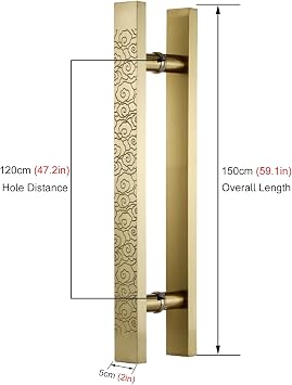 Door Pull Handle Barn Push Pull Door Handle Auspicious Clouds Pattern,Hotel Hall Coffee Shop Office Clubhouse Sliding Door Pull Handle,Back to Back Install/Style5/150Cm/59In