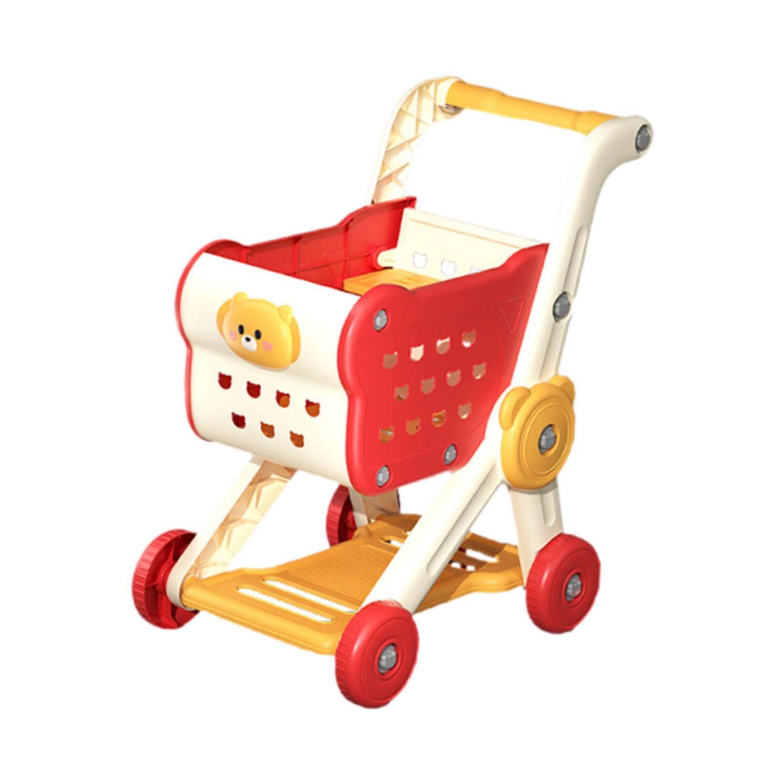 Carrito de Compras Juguete Educativo para Niños Mini Carrito de Compras Simulación Juego de rol Caja de Almacenamiento Organización Entrenamiento de H, Rojo