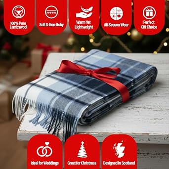Lambswool Stole Extra Long Scarf for women - 100% pure wool - Oversized Wrap shawl - Scottish Tartan - Wedding, Mothers day gifts