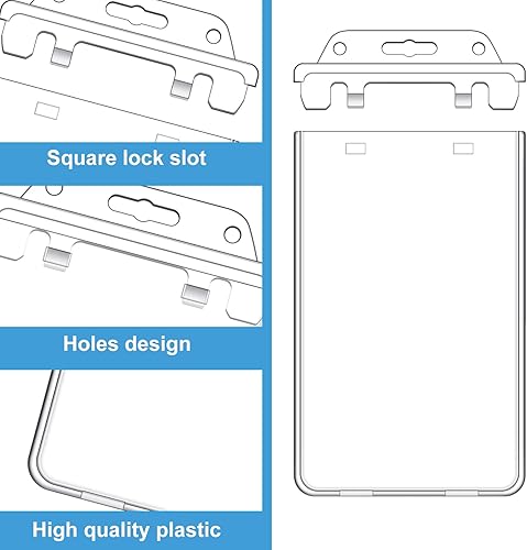 Miniatura 3 de Tinlade Paquete de 30 portatarjetas de plástico duro con bloqueo permanente, vertical, transparente, funda protectora resistente para oficina,