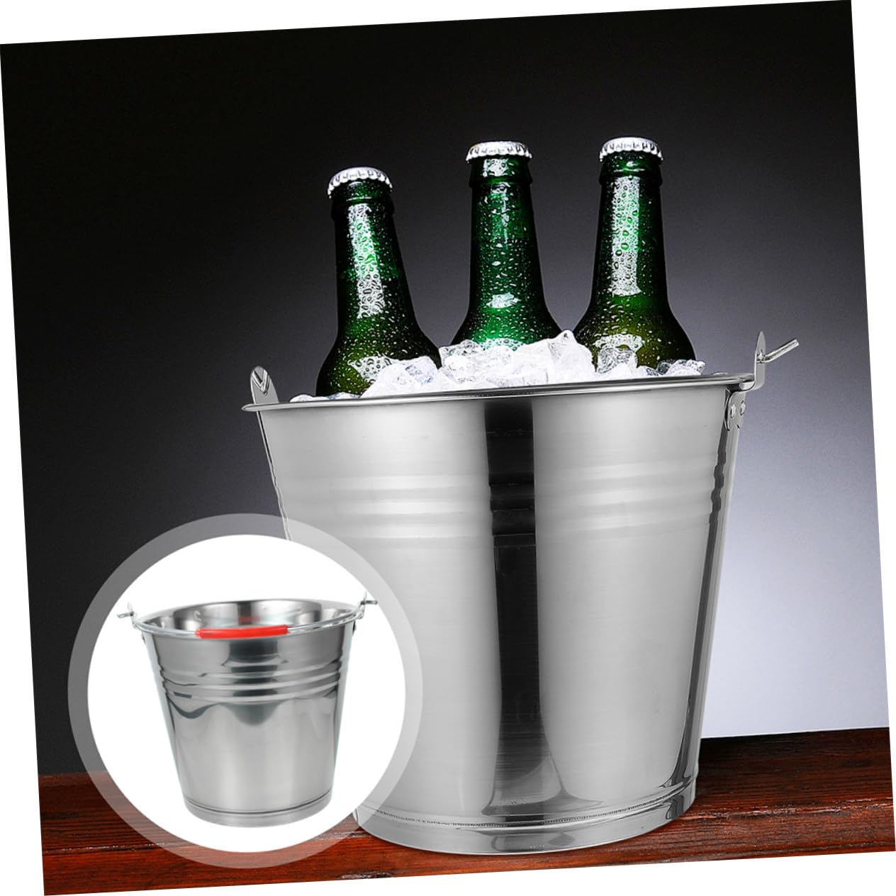 STOBAZA Seau en Acier Inoxydable 410 Épais 14l avec Poignée, Fond Extra-Lourd et Bord Lisse, Seau Polyvalent pour Stockage d'eau et Usage Domestique