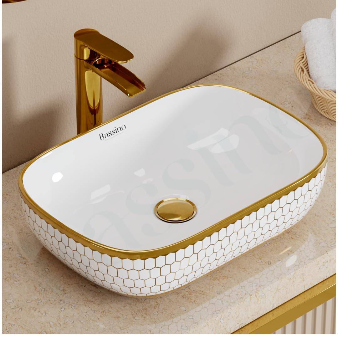 BASSINO Table Top Wash Basin - Glossy Blue & Gold -10 BASSINO Table Top Wash Basin - Glossy Blue & Gold -10