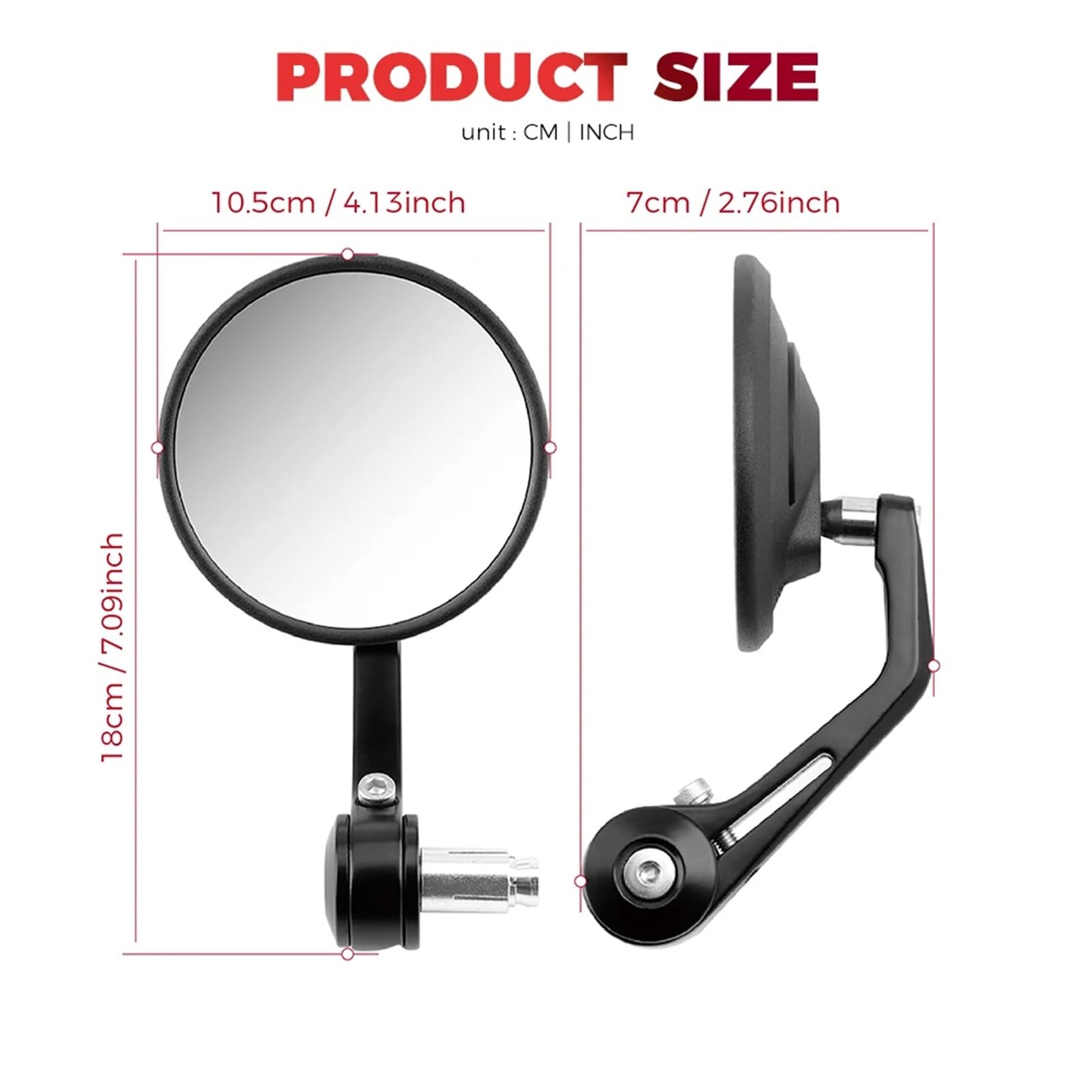 Specchietti Moto Fleymu 2 Pezzi - Rotondi Per Manubrio, Omologati E24, Regolabili 360° | Compatibili Con Scooter, Cruiser, Moto - Foto 4