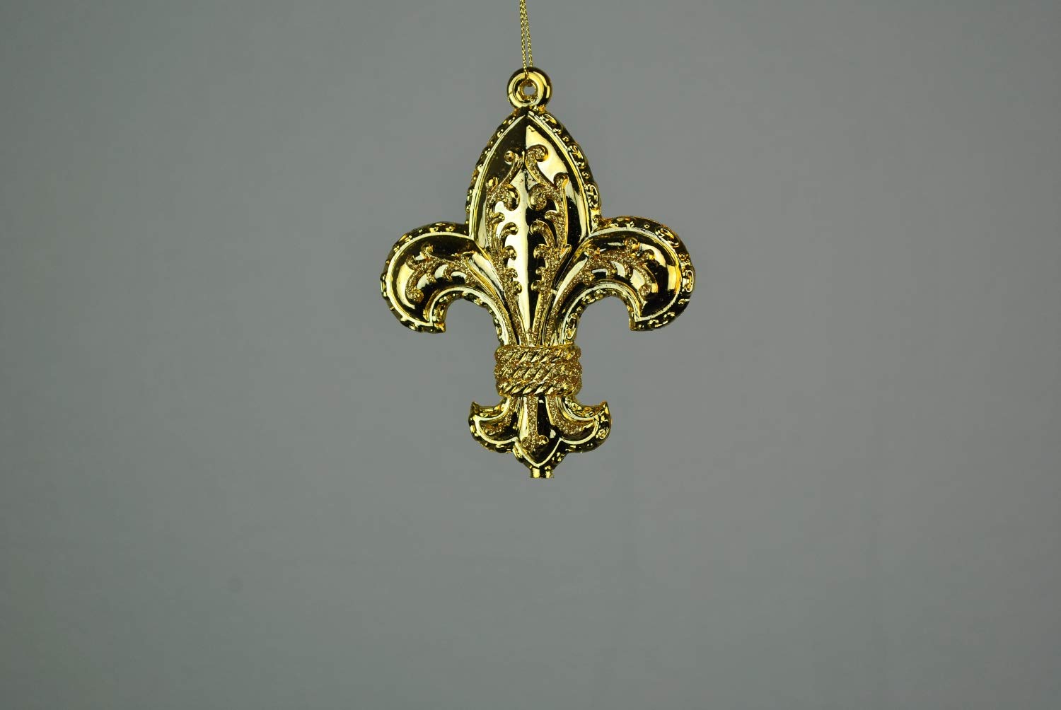 Queens of Christmas 6 Pack Fleur Christmas Ornaments, 4", Gold, 6 Count