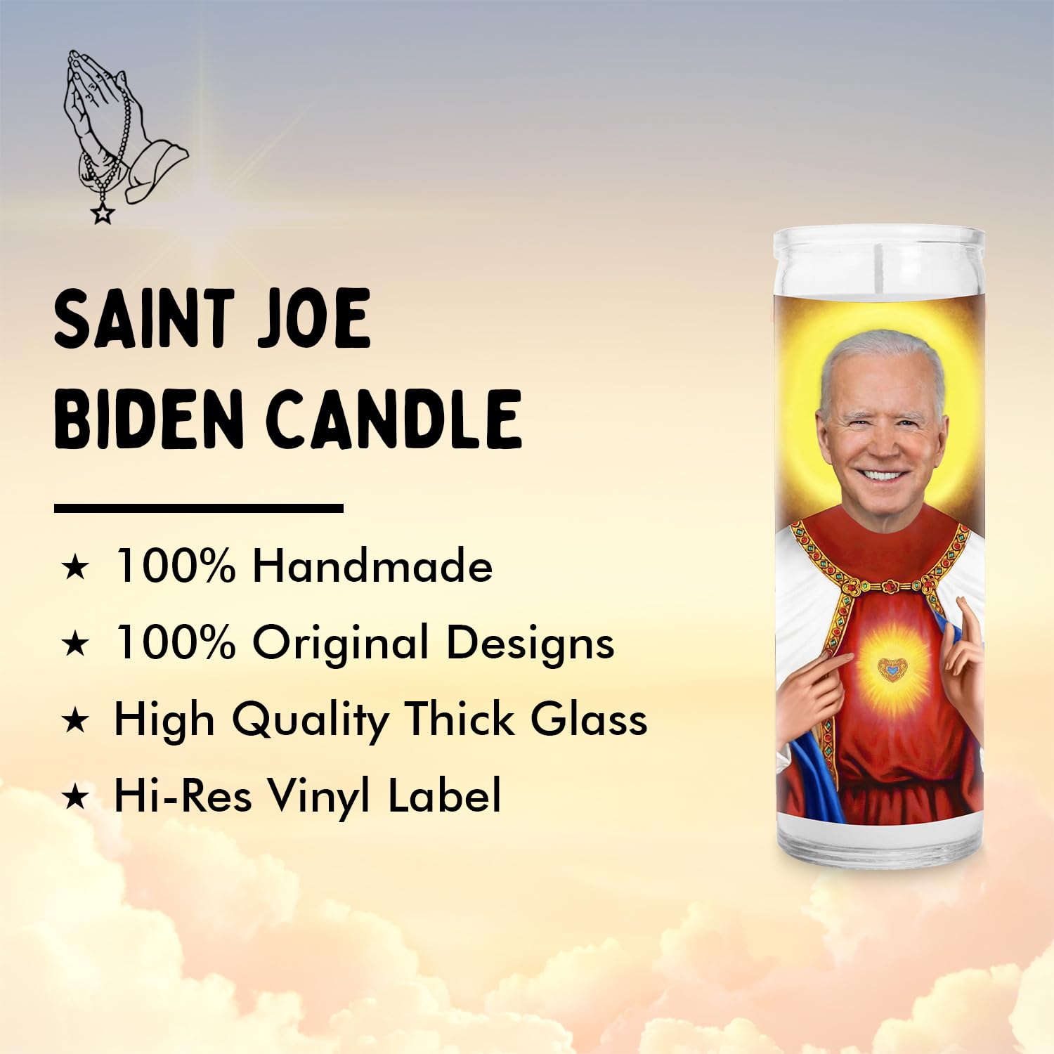 Joe Celebrity Prayer Candle - Democrat President - Funny Political Votive - Novelty Celeb Candles - 2024 Election Gift