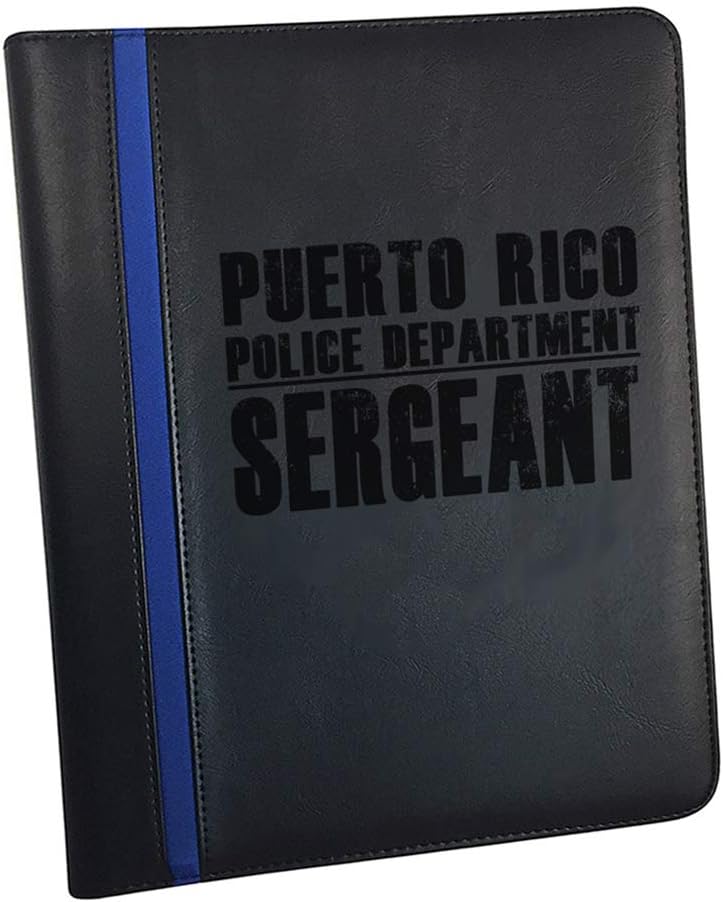 Puerto Rico Police Department Second Lieutenant Police Padfolio Notepad Holder - Thin Blue Line Portfolio with Police Officers Prayer Print & 3 Police Laptop Stickers and a Police Car Magnet