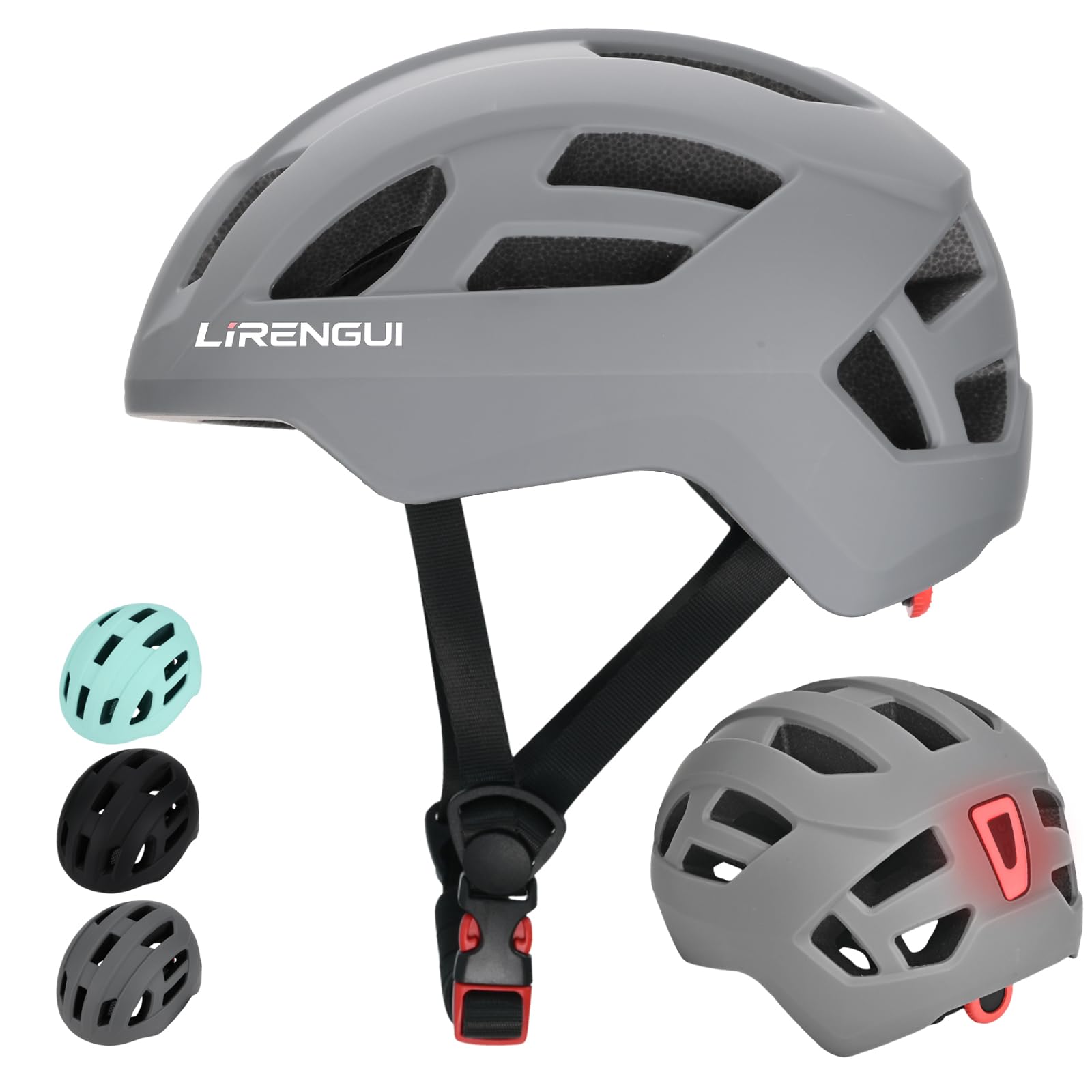 LIRENGUI Casco da bicicletta per bambini con luce posteriore per ragazzi e ragazze, luce posteriore di sicurezza ricaricabile, caschi leggeri e taglia regolabili per multi-sport