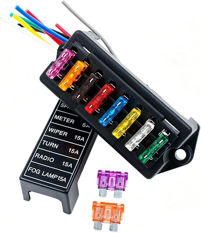Caixa de Fusíveis Automotiva Gebildet ATC ATO com 8 Circuitos, 32 V DC e Chicote – Kit com 10 Fusíveis