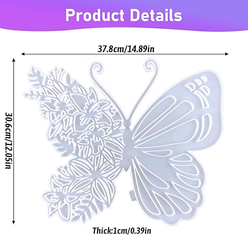 Miniatura 2 de Molde de silicona grande de mariposa, moldes de resina epoxi de animales y mariposas, decoración para colgar en la pared, para bricolaje, fundición