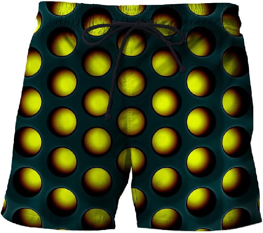 GELTDN Summer Men's Shorts Geometric Pattern 3D Surfing Short Beach Short Men Casual Quick Dry Sports Pants Swimwear (Color : A, Size : XXL Code) : Clothing, Shoes & Jewelry