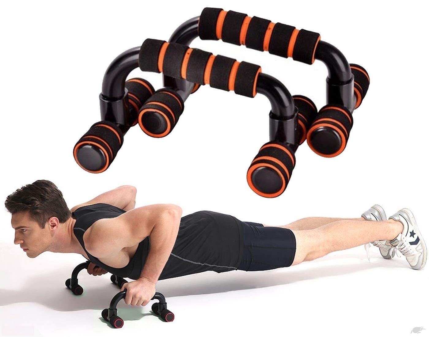 (Label) Push Up Bars Stand with Foam Grip Handle for Chest Press, Home Gym Fitness Exercise, Strength Training (Multicolour)-image-6