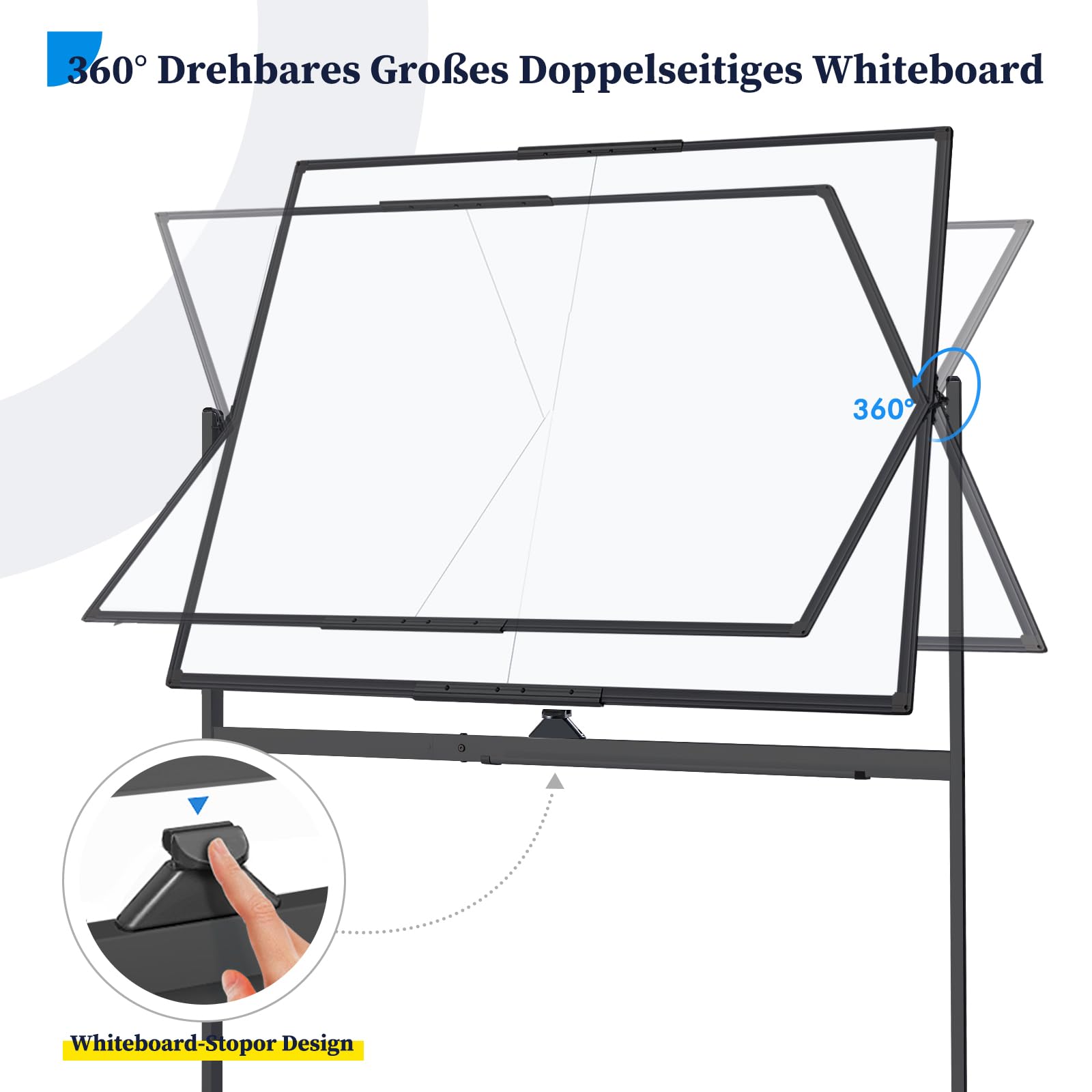 maxtek Whiteboard mit Ständer 120 x 90 cm, Magnetisches Flipchart | Doppelseitige Mobile White Board mit Aluminiumrahmen, Große Magnettafel auf Rollen , Inkl. Stiften, Schwämme, Tafellöscher