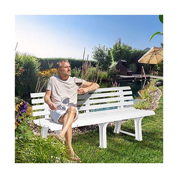 Garden Bench Outdoor 3 Seater Patio Terrace Furniture Weatherproof Durable Plastic Seat - Image 3