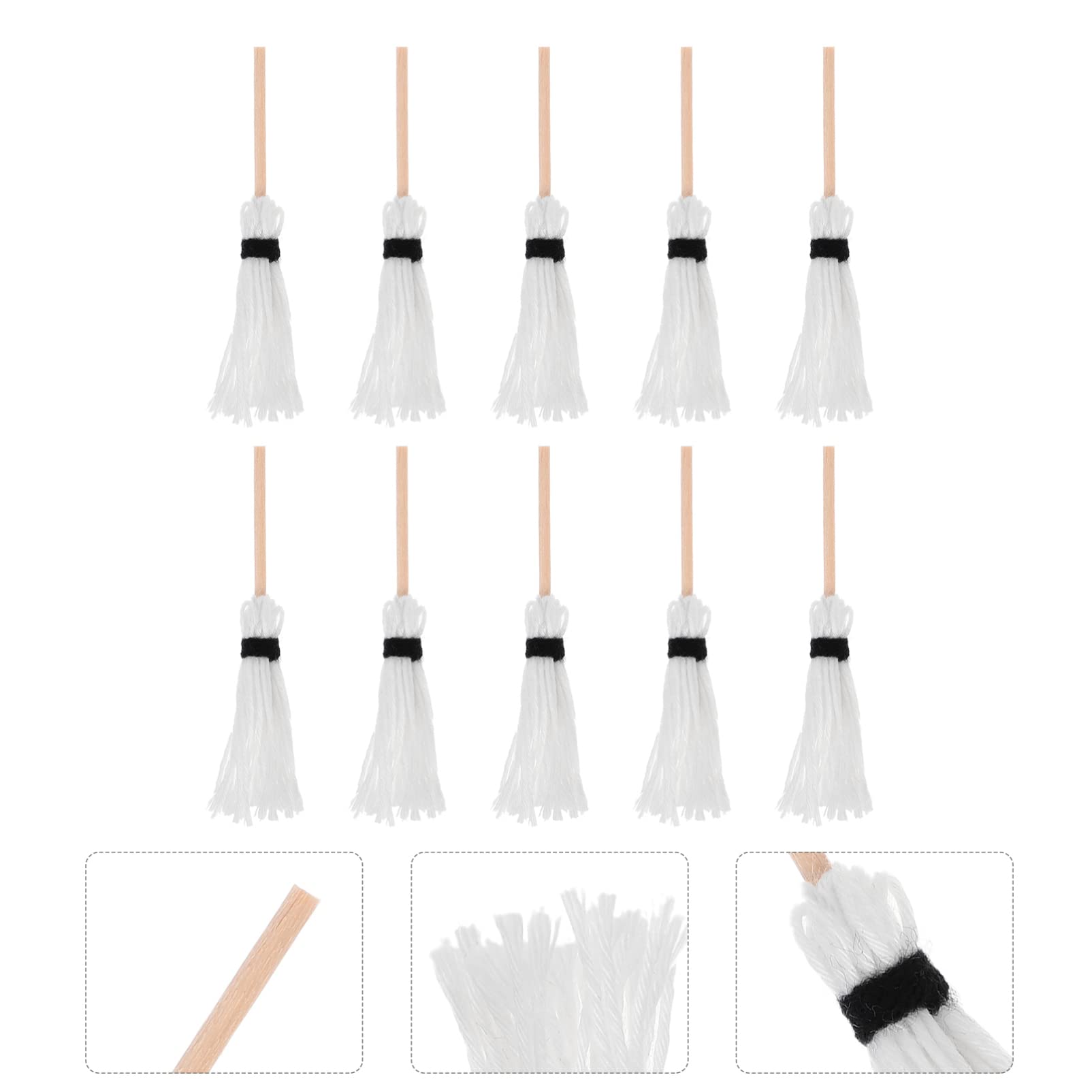 Abaodam 2sets Small Halloween Figurines Broom Prop Miniature Broom Decor for Parties 10pcs*2