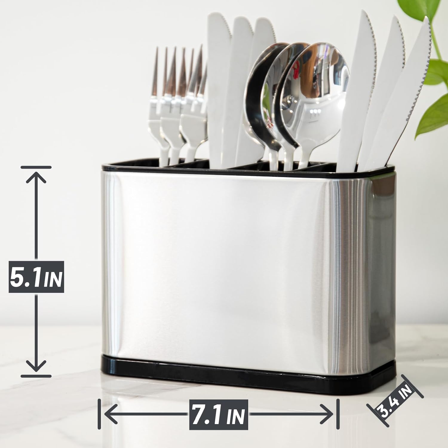 Utensil Holder 8"+5.1" Stainless Steel Kitchen Utensil Holder for Countertop Large Utensil Caddy for Kitchen Counter Utensil Organizer Set of 2