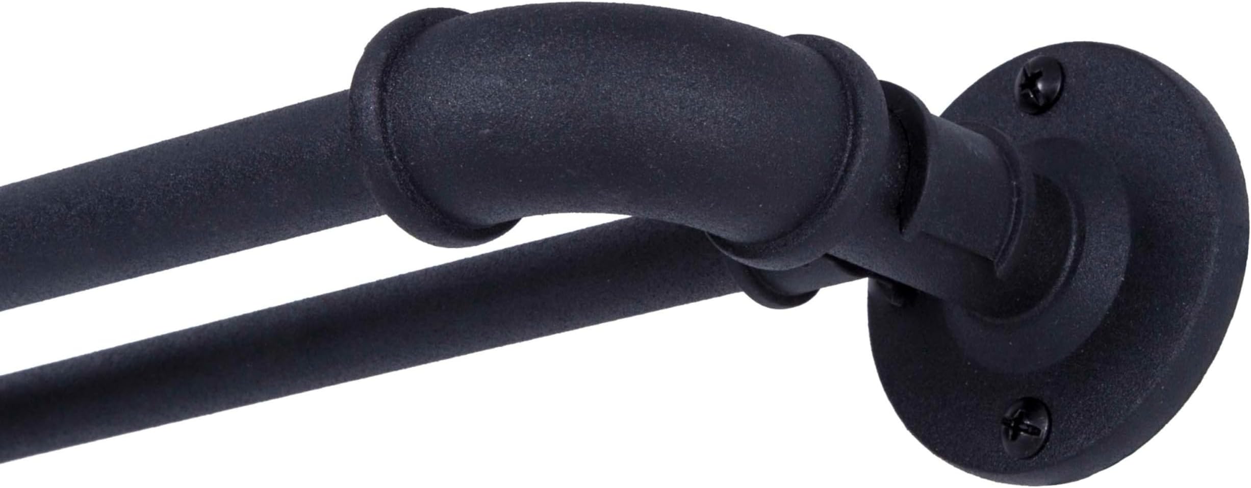 Sun Zero Bronn Wrap Around Window Double Curtain Rod, 66-120", Matte Black